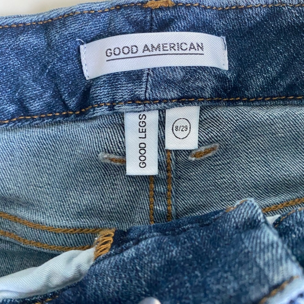 Good American Good Legs High Rise Skinny Jeans Blue GLRH899VT 8/29 Distressed - Picture 5 of 9